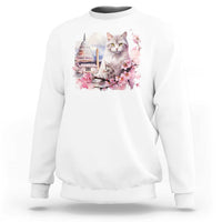 Washington DC Cat Cherry Blossoms Sweatshirt Capitol Building Monuments Memorials Sakura