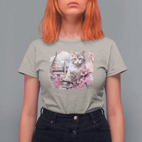 Washington DC Cat Cherry Blossoms T Shirt For Women Capitol Building Monuments Memorials Sakura