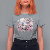Washington DC Cat Cherry Blossoms T Shirt For Women Capitol Building Monuments Memorials Sakura