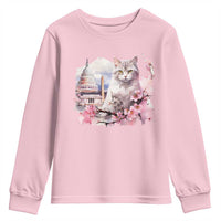 Washington DC Cat Cherry Blossoms Youth Sweatshirt Capitol Building Monuments Memorials Sakura
