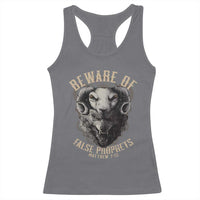 Beware Of False Prophets Racerback Tank Top Christian Sheep Wolf