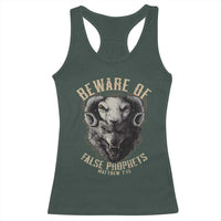 Beware Of False Prophets Racerback Tank Top Christian Sheep Wolf