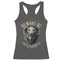 Beware Of False Prophets Racerback Tank Top Christian Sheep Wolf