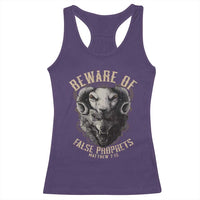 Beware Of False Prophets Racerback Tank Top Christian Sheep Wolf