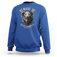 Beware Of False Prophets Sweatshirt Christian Sheep Wolf
