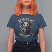 Beware Of False Prophets T Shirt For Women Christian Sheep Wolf