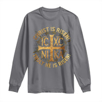 Orthodox Easter Christian Long Sleeve Shirt Christ Is Risen He Is Risen Greek NIKA Cross