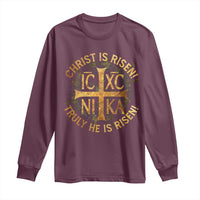 Orthodox Easter Christian Long Sleeve Shirt Christ Is Risen He Is Risen Greek NIKA Cross