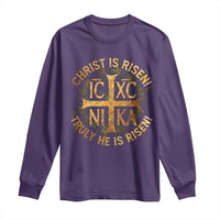 Orthodox Easter Christian Long Sleeve Shirt Christ Is Risen He Is Risen Greek NIKA Cross