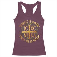 Orthodox Easter Christian Racerback Tank Top Christ Is Risen He Is Risen Greek NIKA Cross