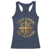 Orthodox Easter Christian Racerback Tank Top Christ Is Risen He Is Risen Greek NIKA Cross