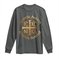 Orthodox Easter Christian Long Sleeve Shirt Christ Is Risen Truly He Is Risen NIKA Cross