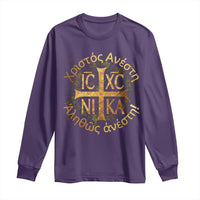 Orthodox Easter Christian Long Sleeve Shirt Christ Is Risen Truly He Is Risen NIKA Cross