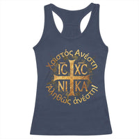 Orthodox Easter Christian Racerback Tank Top Christ Is Risen Truly He Is Risen NIKA Cross