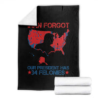 Iran Forgot Our President Has 34 Felonies Throw Blanket Vintage USA Red Wave Map