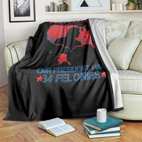 Iran Forgot Our President Has 34 Felonies Throw Blanket Vintage USA Red Wave Map