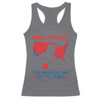 Iran Forgot Our President Has 34 Felonies Racerback Tank Top Vintage USA Red Wave Map