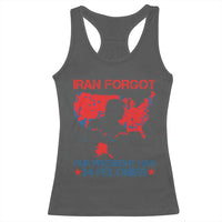 Iran Forgot Our President Has 34 Felonies Racerback Tank Top Vintage USA Red Wave Map