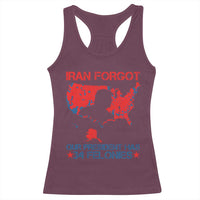 Iran Forgot Our President Has 34 Felonies Racerback Tank Top Vintage USA Red Wave Map