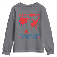 Iran Forgot Our President Has 34 Felonies Youth Sweatshirt Vintage USA Red Wave Map