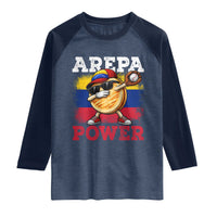Funny Arepa Power Venezuela Baseball Lover Raglan Shirt Cute Dabbing Arepa