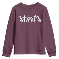 Christian Easter Youth Sweatshirt 5 Gospel Symbols He Came Died Rose Ascended Jesus