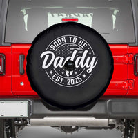 Funny Promoted To Daddy 2025 Spare Tire Cover Newborn Vintage American Flag Baby Footprint