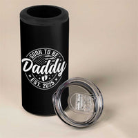Funny Promoted To Daddy 2025 4 in 1 Can Cooler Tumbler Newborn Vintage American Flag Baby Footprint