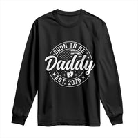 Funny Promoted To Daddy 2025 Long Sleeve Shirt Newborn Vintage American Flag Baby Footprint