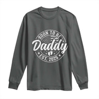 Funny Promoted To Daddy 2025 Long Sleeve Shirt Newborn Vintage American Flag Baby Footprint
