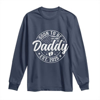 Funny Promoted To Daddy 2025 Long Sleeve Shirt Newborn Vintage American Flag Baby Footprint