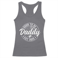 Funny Promoted To Daddy 2025 Racerback Tank Top Newborn Vintage American Flag Baby Footprint