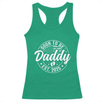 Funny Promoted To Daddy 2025 Racerback Tank Top Newborn Vintage American Flag Baby Footprint