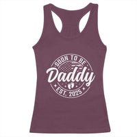 Funny Promoted To Daddy 2025 Racerback Tank Top Newborn Vintage American Flag Baby Footprint