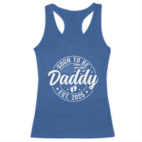 Funny Promoted To Daddy 2025 Racerback Tank Top Newborn Vintage American Flag Baby Footprint