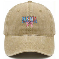 Funny American Patriotic Mama Coquette Washed Cotton Baseball Cap 4th Of July Mother's Day