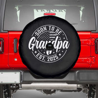 Funny Promoted To Grandpa 2025 Spare Tire Cover Newborn Vintage American Flag Baby Footprint