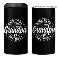 Funny Promoted To Grandpa 2025 4 in 1 Can Cooler Tumbler Newborn Vintage American Flag Baby Footprint