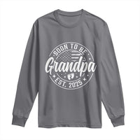 Funny Promoted To Grandpa 2025 Long Sleeve Shirt Newborn Vintage American Flag Baby Footprint