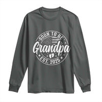 Funny Promoted To Grandpa 2025 Long Sleeve Shirt Newborn Vintage American Flag Baby Footprint
