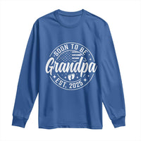 Funny Promoted To Grandpa 2025 Long Sleeve Shirt Newborn Vintage American Flag Baby Footprint