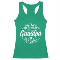 Funny Promoted To Grandpa 2025 Racerback Tank Top Newborn Vintage American Flag Baby Footprint