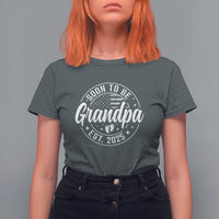 Funny Promoted To Grandpa 2025 T Shirt For Women Newborn Vintage American Flag Baby Footprint