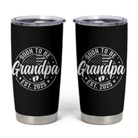Funny Promoted To Grandpa 2025 Tumbler Cup Newborn Vintage American Flag Baby Footprint
