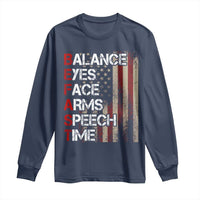 Stroke Awareness Long Sleeve Shirt BEFAST Stroke Symptoms Vintage American Flag