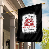 In May We Wear Red Stroke Awareness Garden Flag Bleach Effect