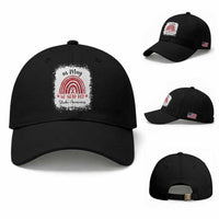 In May We Wear Red Stroke Awareness Baseball Cap Bleach Effect