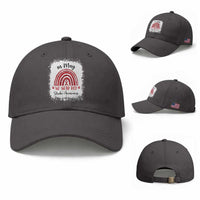 In May We Wear Red Stroke Awareness Baseball Cap Bleach Effect