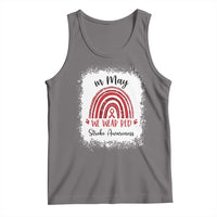 In May We Wear Red Stroke Awareness Tank Top Bleach Effect