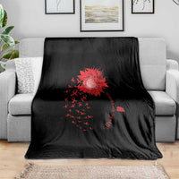 Sunflower Stroke Awareness Red Ribbon Throw Blanket